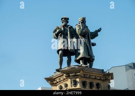 Gutenberg scultura commemorativa a Francoforte sul meno Foto Stock