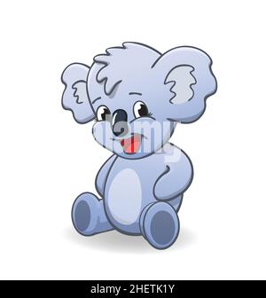 Carino sorridente felice australiano koala personaggio cartoon sitting vettore isolato su sfondo bianco Illustrazione Vettoriale