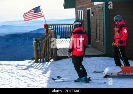 Mount Mansfield Ski Patrol Stowe Mountain Resort, Vermont. Foto Stock