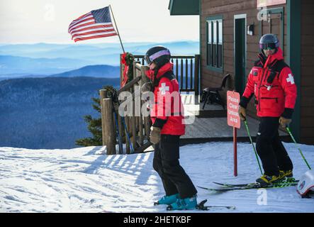 Mount Mansfield Ski Patrol Stowe Mountain Resort, Vermont. Foto Stock