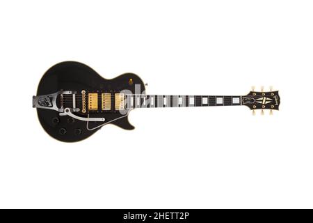 1957 Gibson Les Paul chitarra elettrica Black Custom con whammy bar. Foto Stock