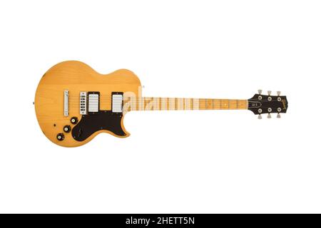 1976 Gibson L6S chitarra elettrica naturale Foto Stock