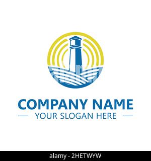 Logo Lighthouse. Modello Lighthouse design. Vettore e illustrazione. Illustrazione Vettoriale