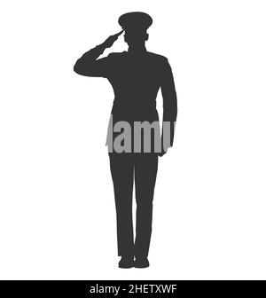 polizia militare esercito marino marina militare aria militare militare militare forza soldato salutare silhouette vettore su sfondo bianco Illustrazione Vettoriale