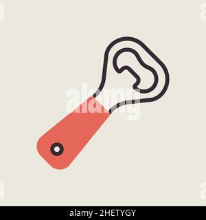 Primo piano dell'icona piatta di colore vettoriale del dispositivo di apertura bottiglie. Elettrodomestici da cucina. Simbolo grafico per la progettazione di siti Web di cucina, logo, app, UI Illustrazione Vettoriale