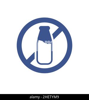icona con il simbolo del flacone di latte senza latte semplice, nessun vettore di lattosio isolato su sfondo bianco Illustrazione Vettoriale