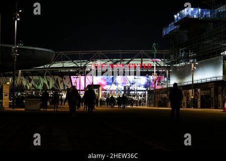 LONDRA, REGNO UNITO. GENNAIO 12th una visione generale dello stadio durante la partita della Premier League tra West Ham United e Norwich City al London Stadium di Stratford, mercoledì 12th gennaio 2022. (Credit: Tom West | MI News) Credit: MI News & Sport /Alamy Live News Foto Stock