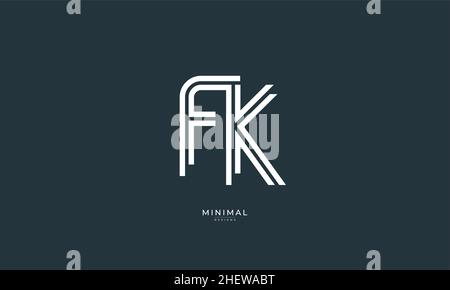 Icona lettera alfabetica logo FK Illustrazione Vettoriale