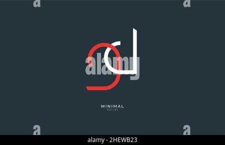 Icona lettera alfabetica logo GD Illustrazione Vettoriale