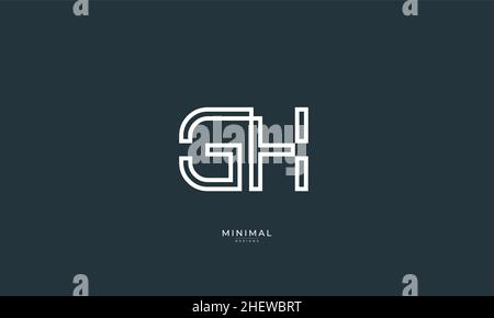 Icona lettera alfabetica logo GH Illustrazione Vettoriale