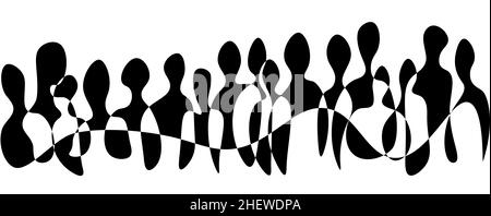 Persone connesse silhouette astratto sfondo. Idea creativa di diversità, gruppo sociale e contemporaneo Foto Stock