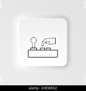 Arcade, joystick, icona vettoriale stile pneumatico di gioco. Stile neumorfismo. Arcade joystick gioco pneumatico stile vettore icona. Stile neumorfismo su bianco Illustrazione Vettoriale