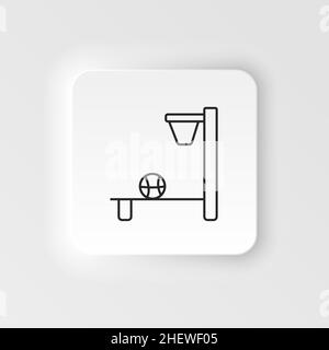 Basket, sala giochi, icona vettoriale elettronica in stile pneumatico. Stile neumorfismo. Icona vettoriale stile pneumatico elettronico arcade di basket. Neumorfismo Illustrazione Vettoriale