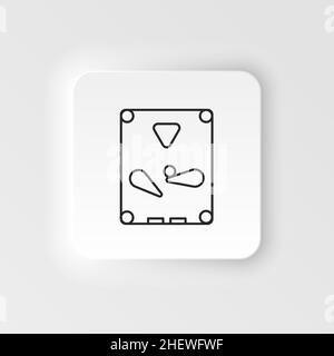 Flipper, arcade, icona vettoriale stile pneumatico di gioco. Stile neumorfismo. Pinball gioco arcade pneumatico stile vettore icona. Stile neumorfismo su ba bianca Illustrazione Vettoriale