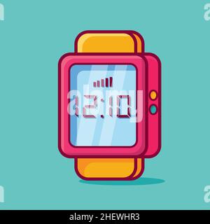 illustrazione vettoriale di cartoni animati isolati smartwatch in stile piatto Illustrazione Vettoriale