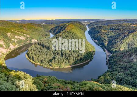 Famoso fiume saar loop a Orscholz Foto Stock