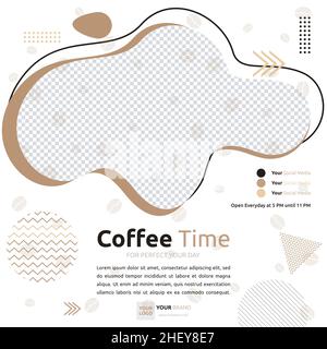 Coffee Cafe Social Media Post Template promozione Online Photo Space Illustrazione Vettoriale