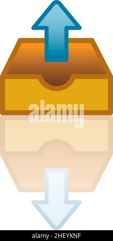 Icona a colori con riflessi sul pavimento di una casella di posta in uscita. Illustrazione Vettoriale