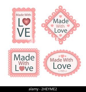 Design piatto realizzato con etichette d'amore illustrazione Vector. Illustrazione Vettoriale