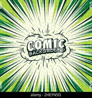 Sfondo di linee radiali per fumetti. Sfondo fumetto. Vettore e illustrazione. Illustrazione Vettoriale