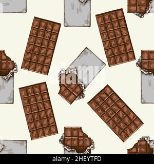 Motivo senza cuciture con cioccolato colorato disegnato a mano Illustrazione Vettoriale
