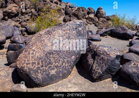 Sito di Petroglyph, vicino a Gila Bend, Arizona Foto Stock