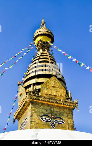 Il grande stupa Bodnath a Kathmandu, Nepal Foto Stock