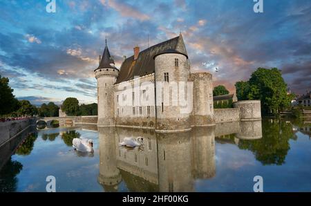 Il Château de Sully-sur-Loire (1560-1641), e il suo fossato. Sully-sur-Loire, Centre-Val de Loire, Francia. Il Château era la sede del duca di Sully, Foto Stock