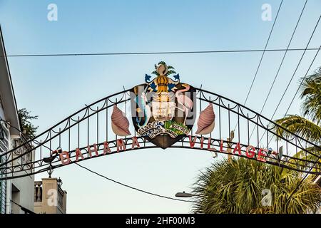 Firma Bahama Village a Key West, Florida, Stati Uniti. Foto Stock