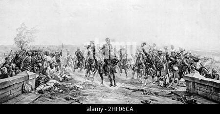 Dopo la battaglia, Tel-El-Kebir dal dipinto di Lady Butler (Elizabeth Thompson) 13th settembre 1882, la battaglia decisiva nella Wa anglo-egiziana Foto Stock