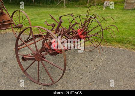 Mostra di vecchie macchine agricole a Laufas,Islanda,Europa Foto Stock