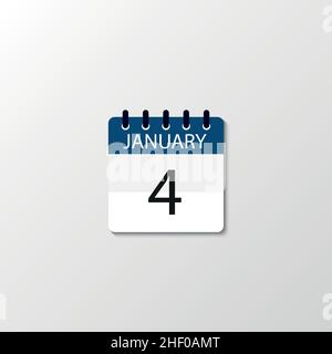 Icona del calendario giornaliero piatto vettoriale. Giorno , mese , Gennaio eps Illustrazione Vettoriale
