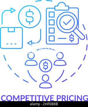 Icona del concetto di gradiente blu dei prezzi competitivi Illustrazione Vettoriale