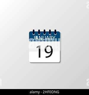 Icona del calendario giornaliero piatto vettoriale. Giorno , mese , Gennaio eps Illustrazione Vettoriale