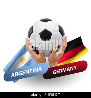 Partita di calcio, squadre nazionali argentina vs germania Foto Stock