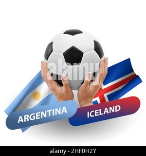 Partita di calcio, squadre nazionali argentina vs islanda Foto Stock