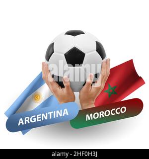 Partita di calcio, squadre nazionali argentina vs marocco Foto Stock