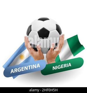 Partita di calcio, squadre nazionali argentina vs nigeria Foto Stock