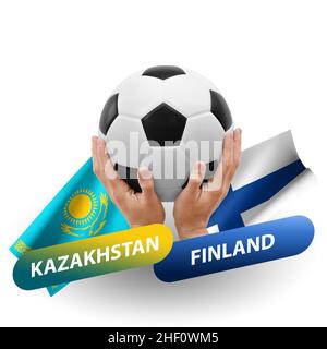 Partita di calcio, squadre nazionali kazakhstan vs finlandia Foto Stock