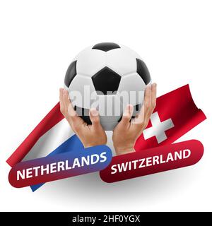 Partita di calcio, squadre nazionali paesi bassi vs svizzera Foto Stock