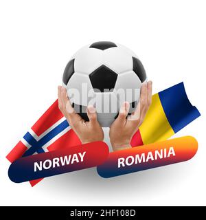 Partita di calcio, squadre nazionali norvegia vs romania Foto Stock