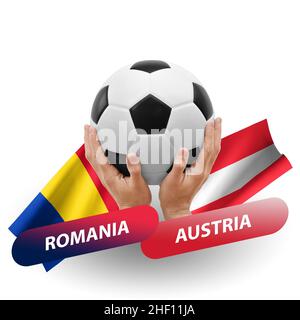 Partita di calcio, squadre nazionali romania vs austria Foto Stock