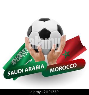 Partita di calcio, squadre nazionali arabia saudita contro marocco Foto Stock