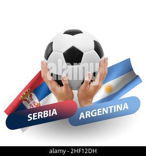 Partita di calcio, squadre nazionali serbia vs argentina Foto Stock