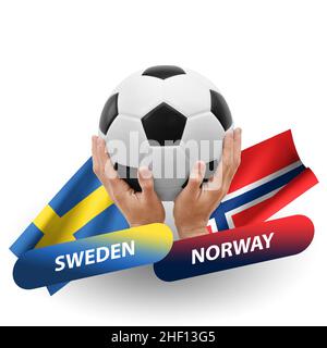 Partita di calcio, squadre nazionali svezia vs norvegia Foto Stock