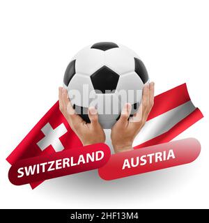 Partita di calcio, squadre nazionali svizzera vs austria Foto Stock