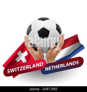 Partita di calcio, squadre nazionali svizzera vs olanda Foto Stock