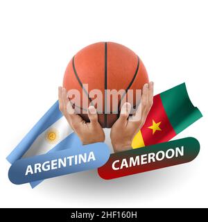Partita di pallacanestro, squadre nazionali argentina vs camerun Foto Stock
