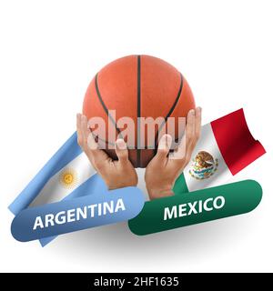 Partita di pallacanestro, squadre nazionali argentina vs messico Foto Stock