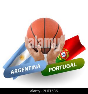 Partita di pallacanestro, squadre nazionali argentina vs portogallo Foto Stock